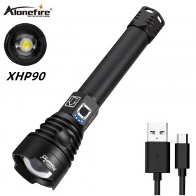 Alonefire H34 Super Powerful XHP90 LED Flashlight Waterproof Ultra Bright USB Zoom Tactical Torch 18650 26650 Rechargeable Battey