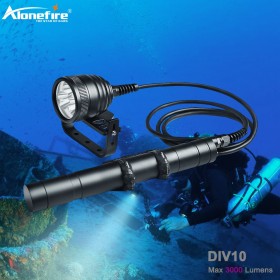 Alonefire DIV10 LED Diving Flashlight XM L2 Scuba Dive Torch 26650 200m Underwater Video Canister Dive Lamp light