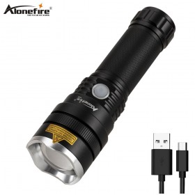 AloneFire H43 USB Rechargeable LED Flashlight xhp50 Waterproof self-defense camping light Zoomable Torch