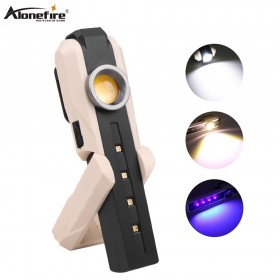 Alonefire 1902UVC USB Rechargeable UV+L2+COB LED Flashlight Work Hand Lamp lantern Magnetic Waterproof Emergency LED Light