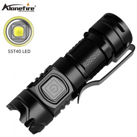 Alonefire X016 SST40 Super bright mini flashlight USB Rechargeable Portable Waterproof Outdoor Camping Powerful Led Fishing Lighting