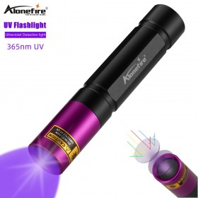 Alonefire SV011 365nm UV Flashlight LED UV Torch Black Light Detector for Pet Clothing Food Fungus Detection Night Fishing Travel