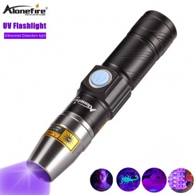 Alonefire SV14 Mini USB Rechargeable uv Flashlight 365nm Light For Fluorescent Money Detector LED UV torch