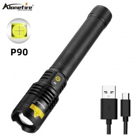 Alonefire H52 XHP90 most powerful led flashlight USB Rechargeable Multifunction torch Telescopic Zoomable HandLamp Portable Lighting