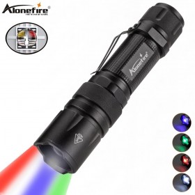 Alonefire X33 4 in 1 WRGB Multicolor flashlight 300 Lumen Zoomable One Mode White Red Green Blue Light Hunting Flashlight