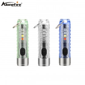 Alonefire S11 SST20 Led Portable Multi function Cool Mini Keychain light Built-in Rechargeablebattery Car emergency warning light flashlight