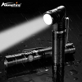 Alonefire T03 Handfree Tactical Flashlight 90 Degree Twist Rotary Clip Rechargeable Super Bright 5 Modes LED Torch Outdoor