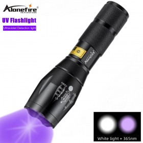 Alonefire E17 T6+365nm Zoomable UV Light 365nm LED UV Flashlight Tactical Ultraviolet Flashlight Lantern 18650 Torch