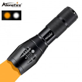 Alonefire E17 white+Orange Yellow XM-L2 Led Flashlight Zoomable Waterproof Torch 3800 Lumens 18650 Battery for Camping Lantern