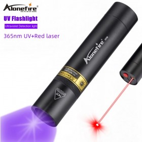 Alonefire SV58 UV Flashlight Black Light Rechargeable 365nm Ultraviolet Handheld Torch Portable with red laser for amusing pets
