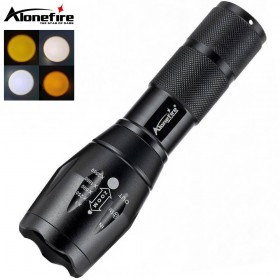 Alonefire E17 Zoom Multi Color led flashlight White warm orange gold 4 Colors in 1 Multiple Color Waterproof Torch for Camping Hiking