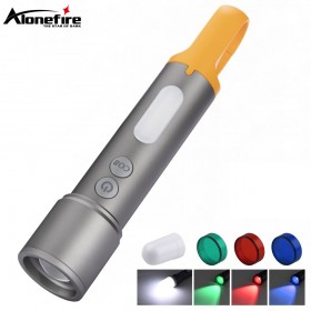 Alonefire Z8 Zoomable Flashlight Red Green Blue White Handheld Torch TYPE-C Fast Charging Multi-function Camping Flashlight
