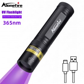 Alonefire SV77 Rechargeable 365nm UV Flashlight Ultraviolet Black Light Pet Moss Detector For Cat Dog Stains Bed Bug Moldy Food