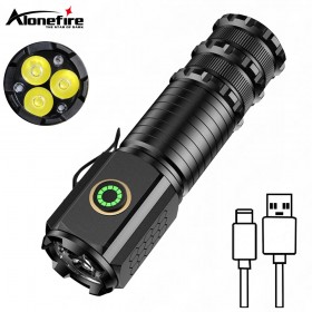 Alonefire X52 Powerful LED Flashlight Mini EDC High Power Tactical Torch 5 Modes USB Rechargeable Camping Lantern