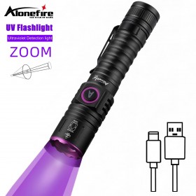 Alonefire SV87 365nm UV Flashlight Portable Ultraviolet Zoomable Violet Light Pet Urine Scorpion Detector fluorescent Agent Detection