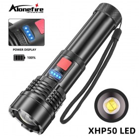 Alonefire X57 XHP50 Super Powerful Zoomable LED Flashlight Built-in Battery USB Rechargeable Tactical Torch Emergency Outdoor Bright Lantern