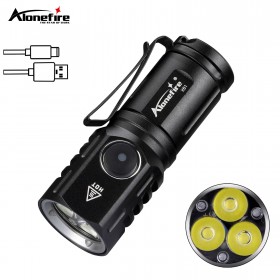 Alonefire X61 2000LM Mini EDC LED Flashlight Portable USB Rechargeable Small Pocket Light Super Bright Torch Camping Lantern