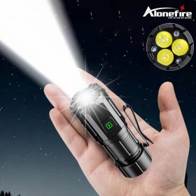 Alonefire X63 3LED XTE Mini LED Flashlight TYPE-C Rechargeable Portable EDC Torch Emergency Camping Lantern with Magnet Use 16340 Battery