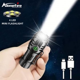 Alonefire H64 4LED Mini Flashlight Powerful Type-C Rechargeable 16340 Battery Torch XTE 4000LM Lamp with Tail Magnet Tactical Lantern