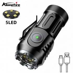 Alonefire X65 5000LM Powerful Magnet Flashlight USB Rechargeable 18350 Battery Ultra Strong Mini Torch With Waterproof Lantern For Camping
