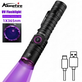 Alonefire SV101 Rechargeable UV Flashlight 365nm UV Light 5W Ultraviolet Black Light for Pet Urine Stains Uranium Glass Minerals Resin Curing
