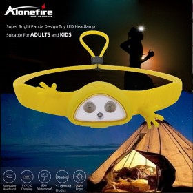 Alonefire HP60 Kids Novelty Head Lamp Running Riding Light Child's Gift Headlights for Kid Rechargeable Waterproof Camping Fishing Search Light