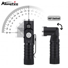 Alonefire X93 Rechargeable Magnetic Led Flashlight 90°Twist swivel Head Super Bright Camping Lamp Working Hiking Emergency EDC Pocket Tactical Flash lights