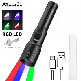 Alonefire X94 Multifunctional Portable Zoom Rgb Flashlight Creative Portrait Atmosphere Light Emergency Light Adventure Camping Tactical Lanterns