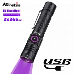 Alonefire 15w 365/395nm Rechargeable UV Ultraviolet Flashlight Blacklight Purple light Very Strong Ultra Powerful Torch For Pet Urine Stains Fluorescent Detection