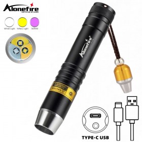  Alonefire SV370-USB Jade Identification Torch 3LEDs White/Yellow/365nm UV Flashlight Ultraviolet Gems Jewelry Amber Detector Work Lamp