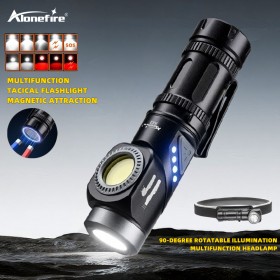 Alonefire X42 Rechargeable LED Tactical Flashlight 90° Adjustable Portable Headlight ﻿ Indicator Magnet Tail Camping Torch