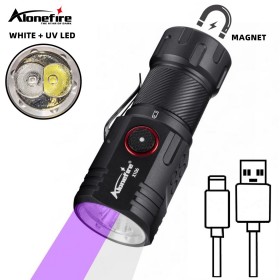 Alonefire X106 High Strong Power LED Flasthligh Rechargeable Pen Clip Torch With 365nm Ultraviolet Torch Pet Urine Scorpion Detector UV Lamp