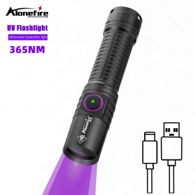 Alonefire SV144 5W 365NM UV Flashlight C-Port Charging Ultraviolet Blacklight for Money Scorpion Ore Pet Urine Stains Detector Portable UV Lamp
