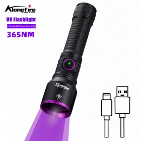 Alonefire SV145 5W 365NM UV Flashlight TYPE-C Rechargeable Ultraviolet Torch for Invisible Ink Marker Ore Pet Urine Stains Fluorescent Detection