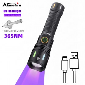 Alonefire XT4 20W 365NM UV Flashlight USB LED Ultraviolet Blacklight Violet Torch for Invisible Ink Money Detection Pet Urine Scorpion Ore Fluorescent Markers