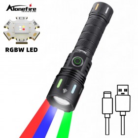 Alonefire XT4 USB Rechargeable Multifunctional Portable RGB Four Colours Flashlight Black Field Emergency Light Adventure Camping