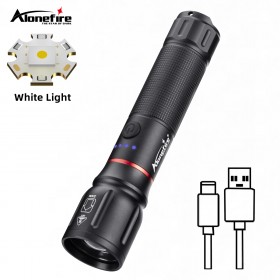 Alonefire X107-White Light Ultra Bright LED Flashlight Tactical Hiking Camping USB Rechargeable LED Multifunctional Strong Light