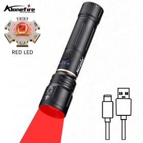 Alonefire X108 Red LED Hunting Flashlight Tactical Handheld Torch 3Modes Lamps Zoomable Outdoor Light Astronomy Hotel Detector