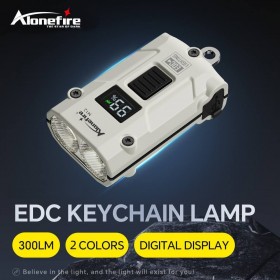 Alonefire M12 EDC Flashlight Mini LED Keychain Portable Pocket Dual Light 7 Modes Flashlight USB Rechargeable Camping Lamp Fishing Emergency