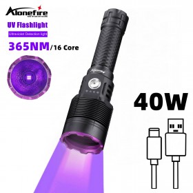 Alonefire SV139 Super bright Strong 16-core 40W UV LED Flashlight 365nm Ultraviolet Torch Light Inspection Lamp Pet Urine Scorpion Stain Detector Resin