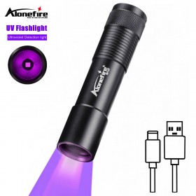 Alonefire SV147 USB Mini 365nm UV Flashlight 3W Ultraviolet Torch Pets Urine Cat Tinea Money Ore Scorpion Detection Flashlights