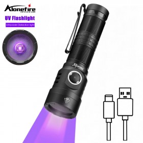 Alonefire SV150 20W New Powerful Super Bright 365nm UV Flashlight Black Light Ultraviolet Torch USB Type-c Rechargeable UV Light for Pet Urine Detection Resin Curing