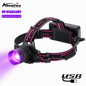 Alonefire HP1 365NM 15W Zoom UV Flashlight Headlamp Ultraviolet Headlight Rechargeable Purple Light Pet Urine Detector Leak Detection Scorpion Finding Repair