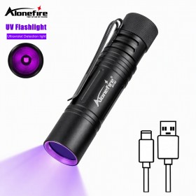 Alonefire SV160 UV Flashlight USB- C Rechargeable 365nm Mini Powerful Blacklight Torch for Dog Pet Urine Stains Scorpions Detector