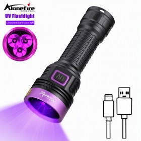 Alonefire SV163 60W 3Leds 365nm UV Light Flashlight Rechargeable Black Light for Ultraviolet Blacklight Resin Curing Scorpion Pet Urine Detection