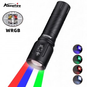 AloneFire X97 4 in 1 Multicolor Zoomable LED Flashlight White Blue Green Red Light LED Torch for Fishing Camping Hunting Photography Selfie